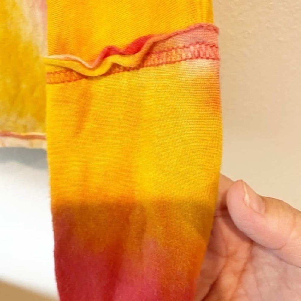 Tie Dye Dolman Womens Small Top Long Sleeve Red and Yellow Trendy Comfy - Picture 4 of 9